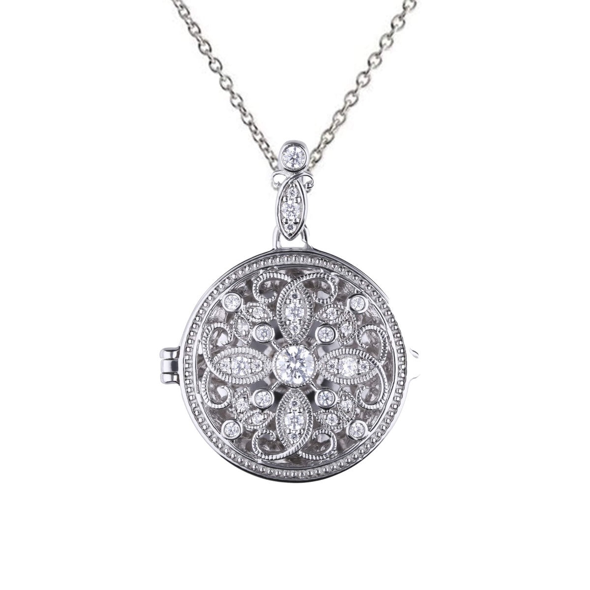 Gecko Jewellery Round Medallion Filigree Locket – Sterling Silver