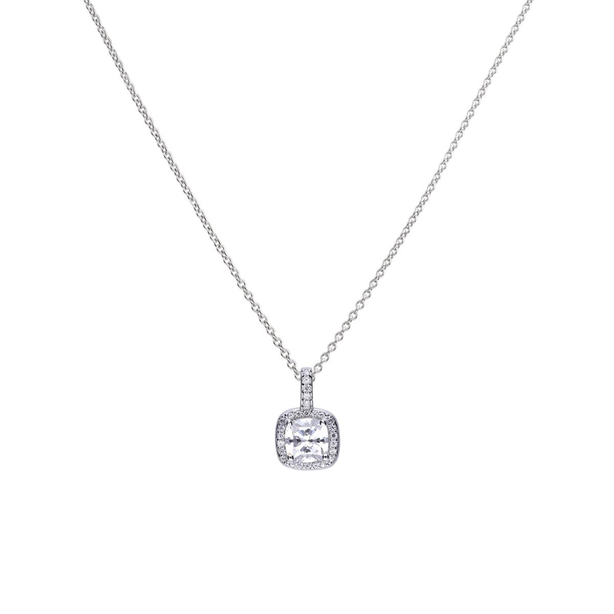 Gecko Jewellery Square Pave Set Pendant – Sterling Silver & Zirconia