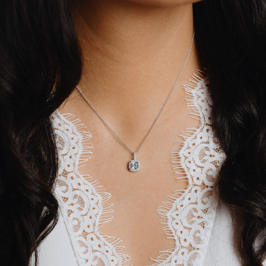 Gecko Jewellery Square Pave Set Pendant – Sterling Silver & Zirconia