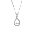 Diamonfire Sterling Silver Open Halo Teardrop Shell Pearl Pendant