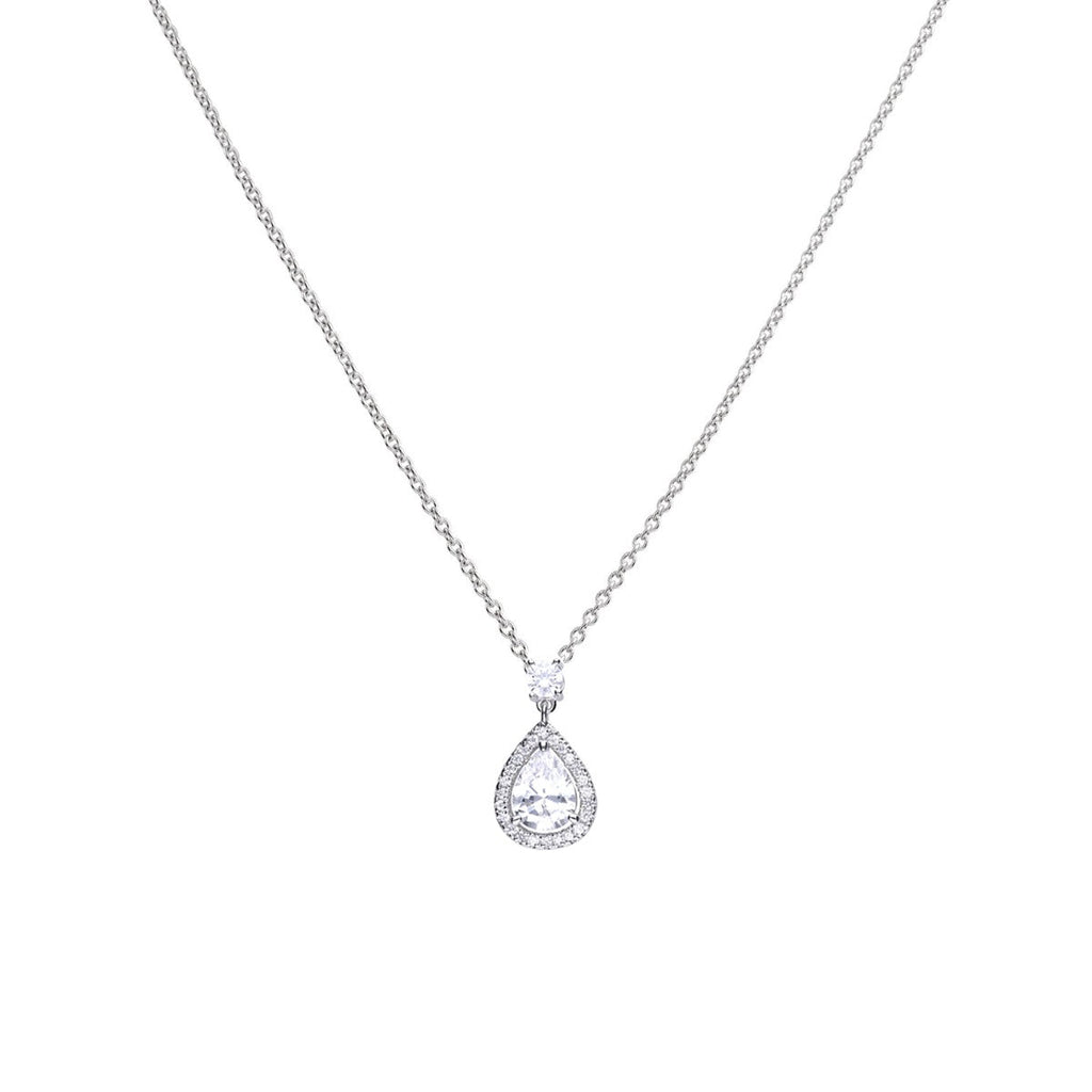 Gecko Jewellery Teardrop Zirconia Pendant – Sterling Silver 2.33ct