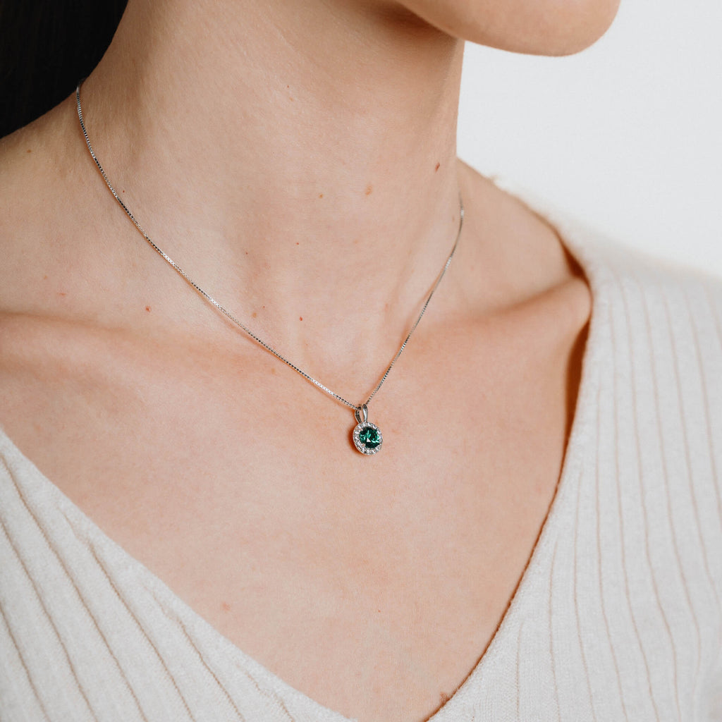 Gecko Jewellery Round 1.21ct Pave Pendant | Sterling Silver & Platinum