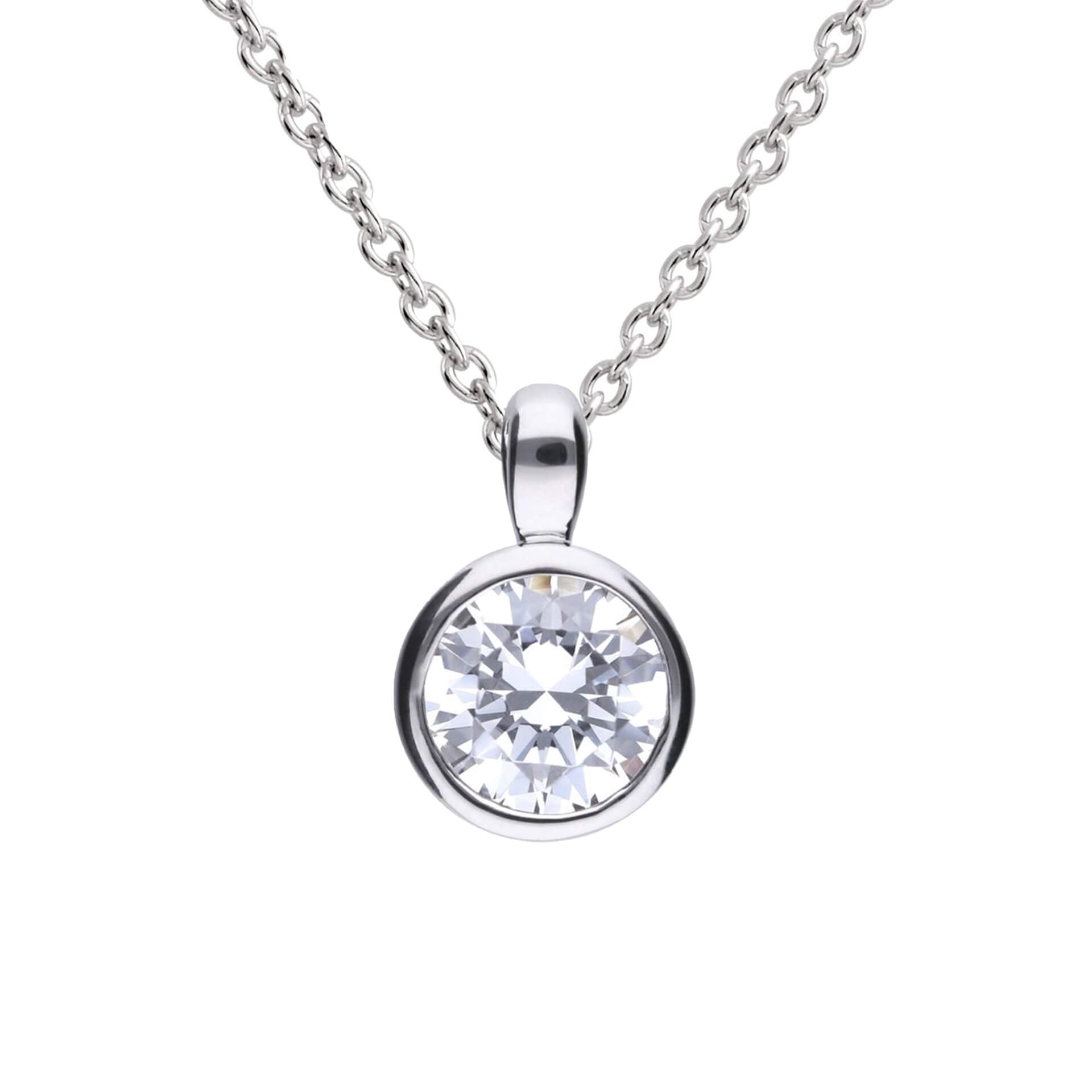 Diamonfire Bezel Set Carat Pendant | Sterling Silver Zirconia
