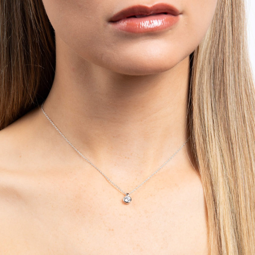 Diamonfire Bezel Set Carat Pendant | Sterling Silver Zirconia