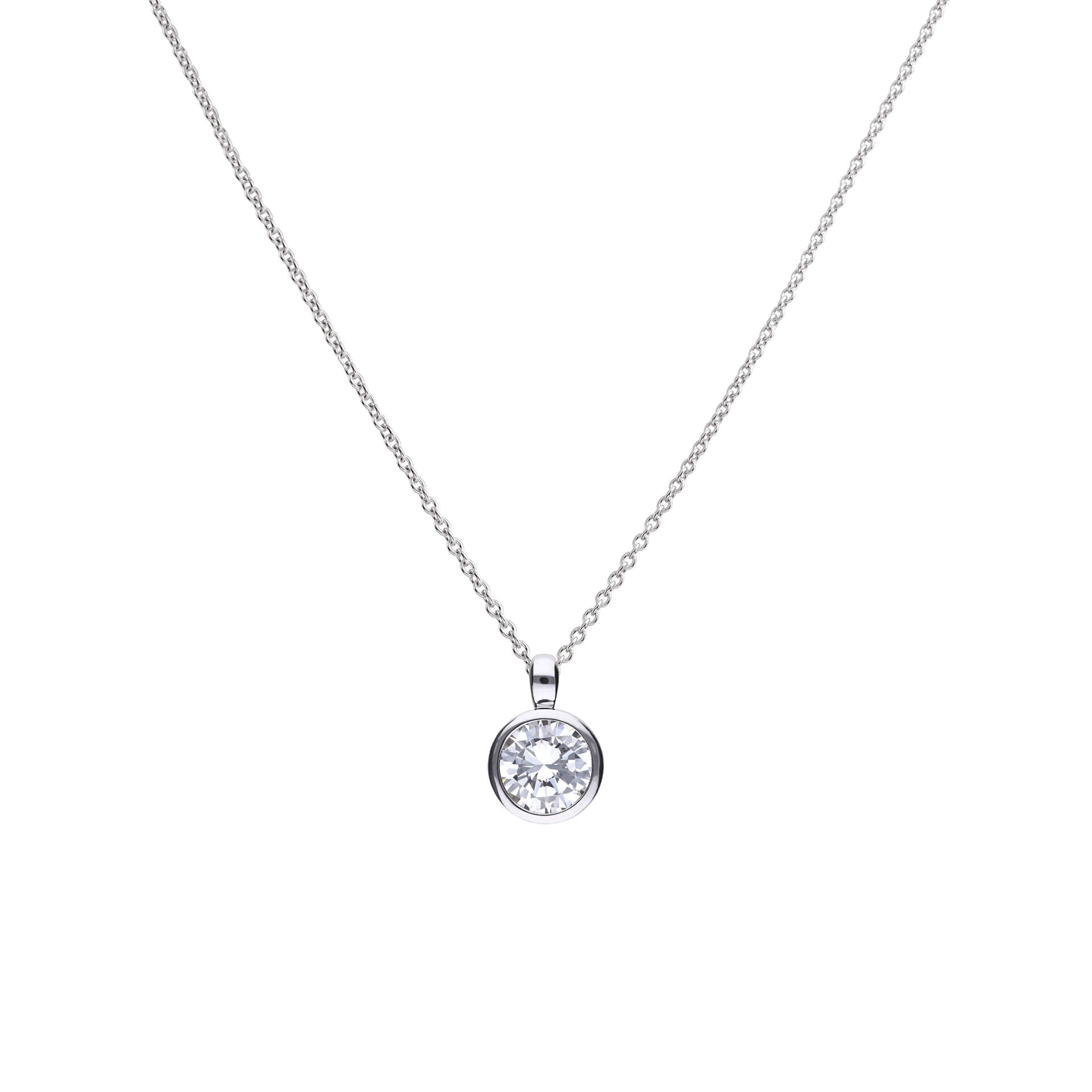 Diamonfire Bezel Set Carat Pendant | Sterling Silver Zirconia
