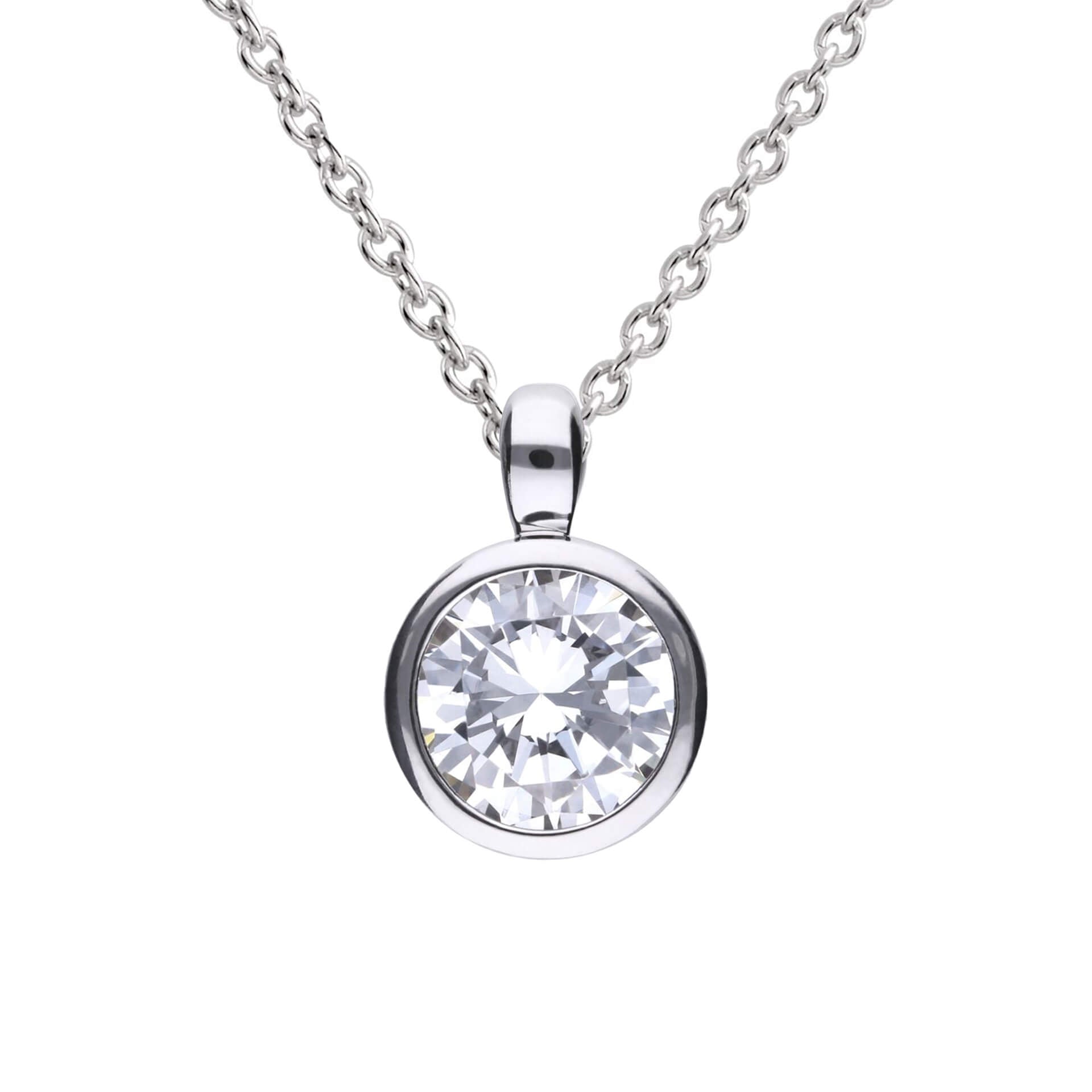 Diamonfire Bezel Set Carat Pendant | Sterling Silver Zirconia