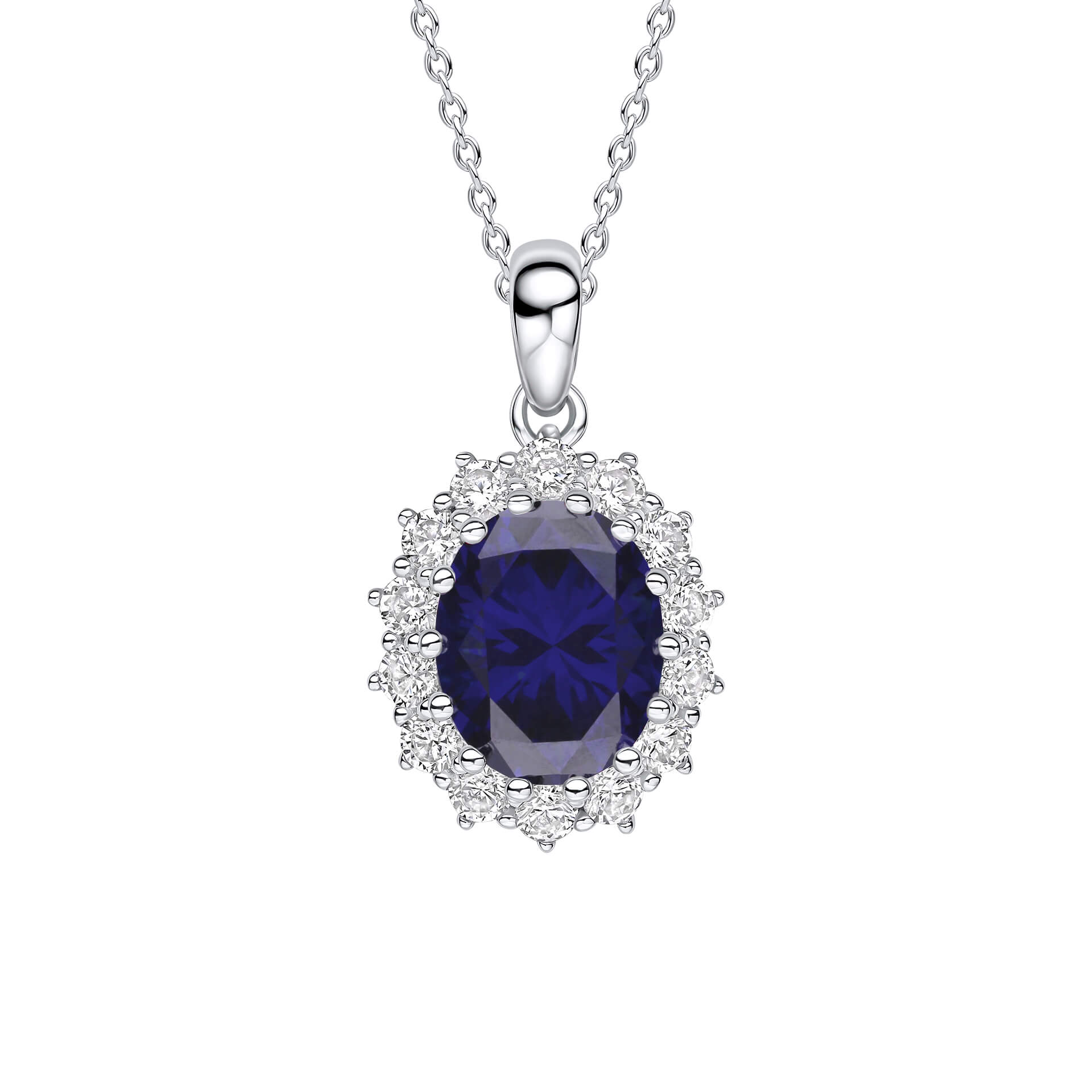 Gecko Jewellery Oval Diamonfire Zirconia Pendant in Sterling Silver