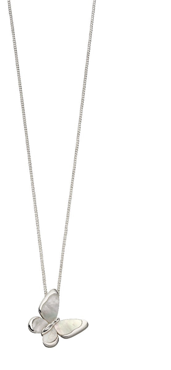 Gecko Jewellery Mother of Pearl Butterfly Pendant in Sterling Silver