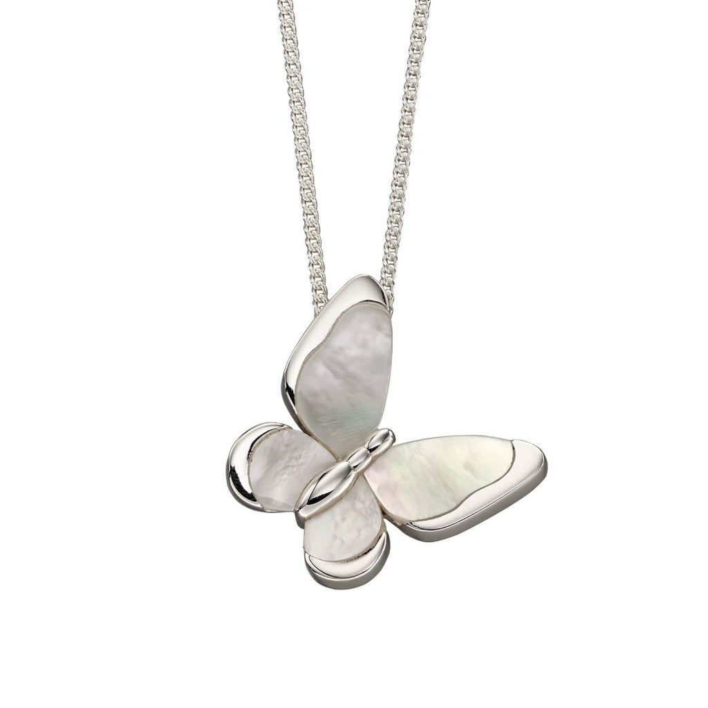 Gecko Jewellery Mother of Pearl Butterfly Pendant in Sterling Silver
