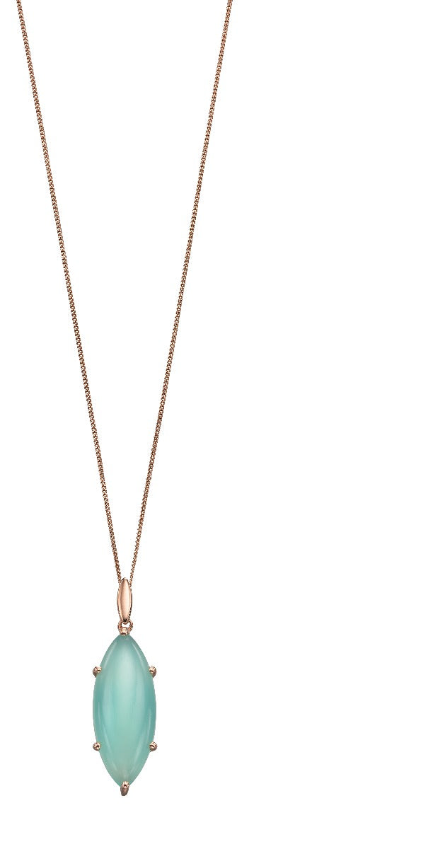 Aqua Chalcedony Marquise Pendant in Rose Gold Plated Sterling Silver