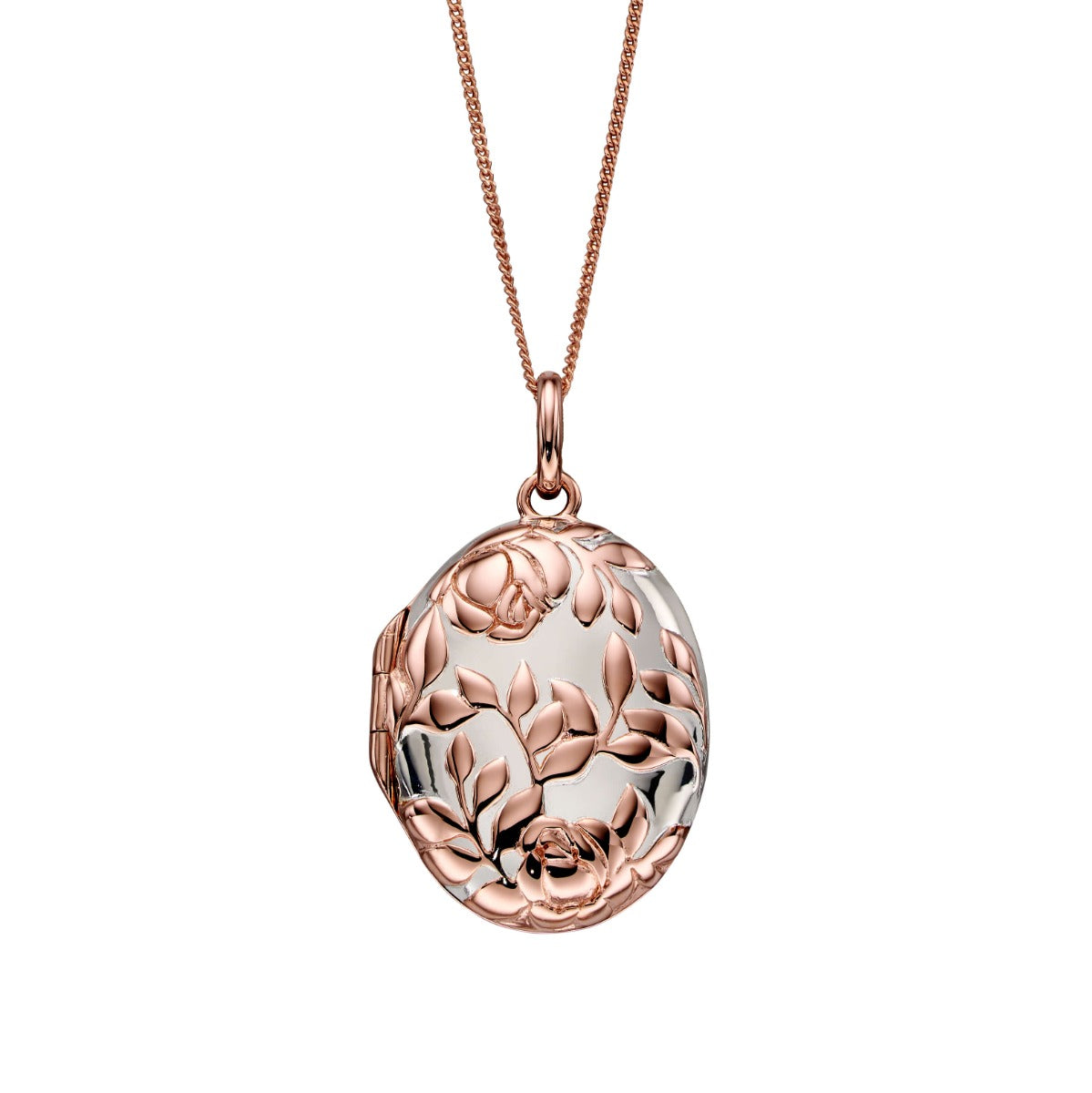 Gecko Jewellery Rose Bush Locket – Sterling Silver Floral Engravable Pendant