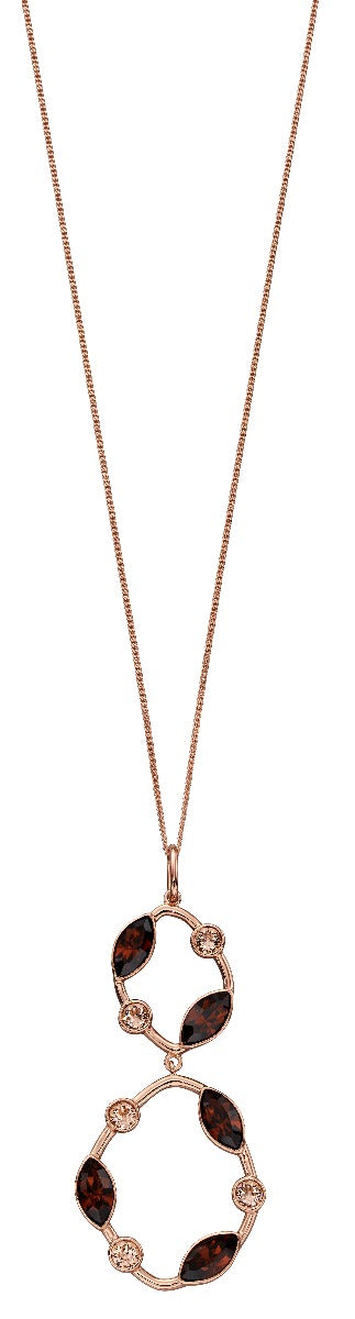 Gecko Jewellery Rose Gold Plated Smoked Topaz Crystal Pendant
