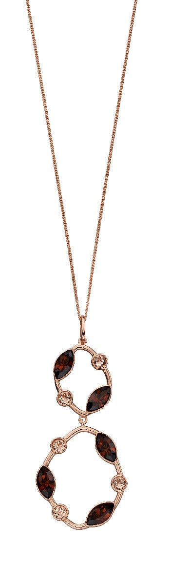 Gecko Jewellery Rose Gold Plated Smoked Topaz Crystal Pendant