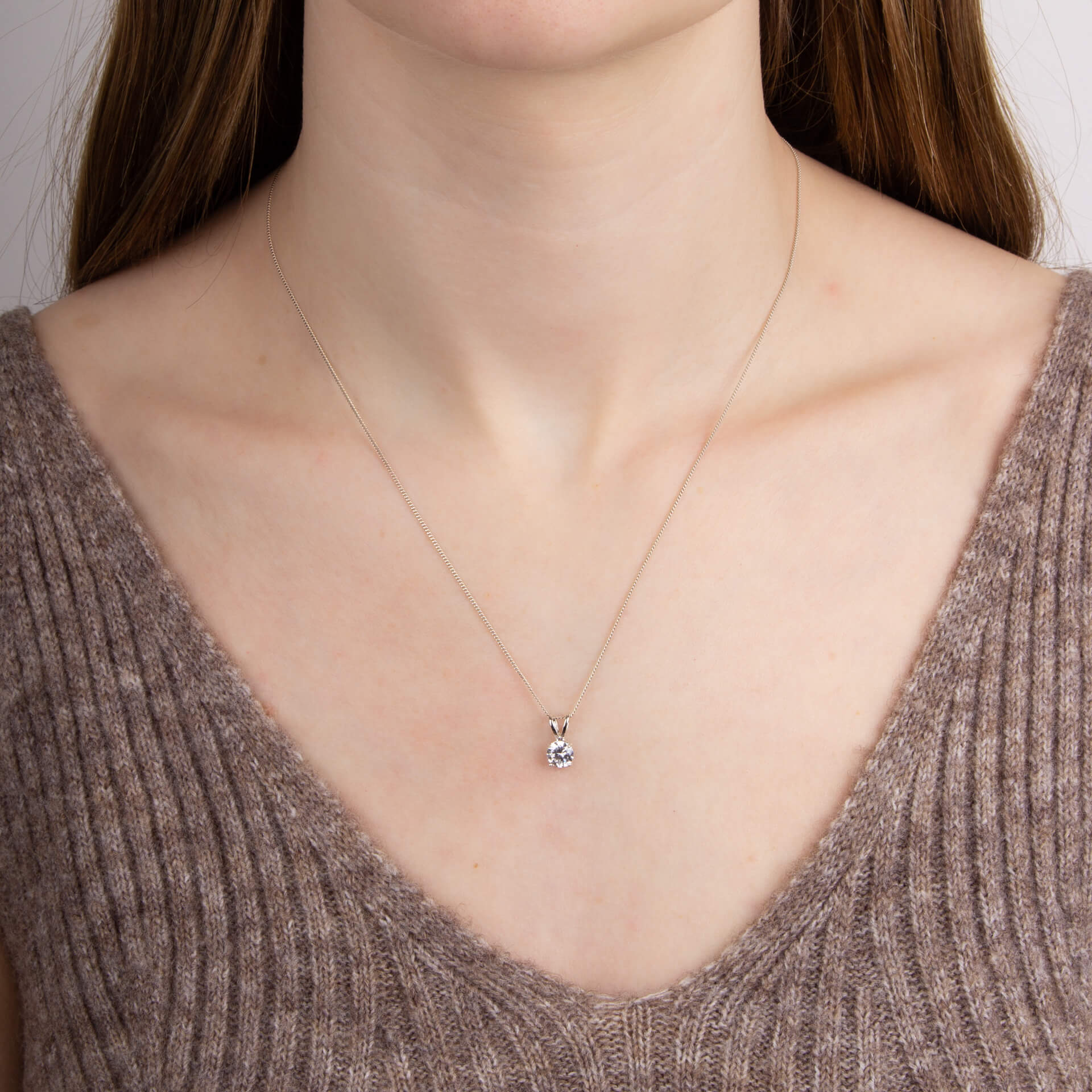 Beginnings 925 Sterling Silver Double Bail Cubic Zirconia Pendant