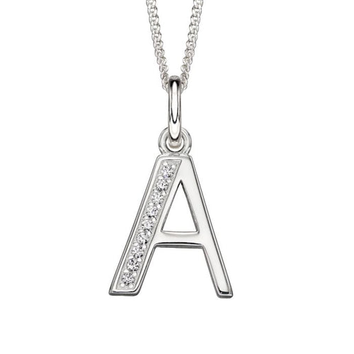 Gecko Jewellery Sterling Silver Initial Pendant with Cubic Zirconia