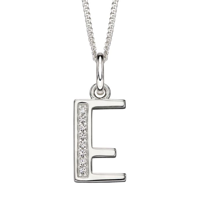 Gecko Jewellery Sterling Silver Initial Pendant with Cubic Zirconia