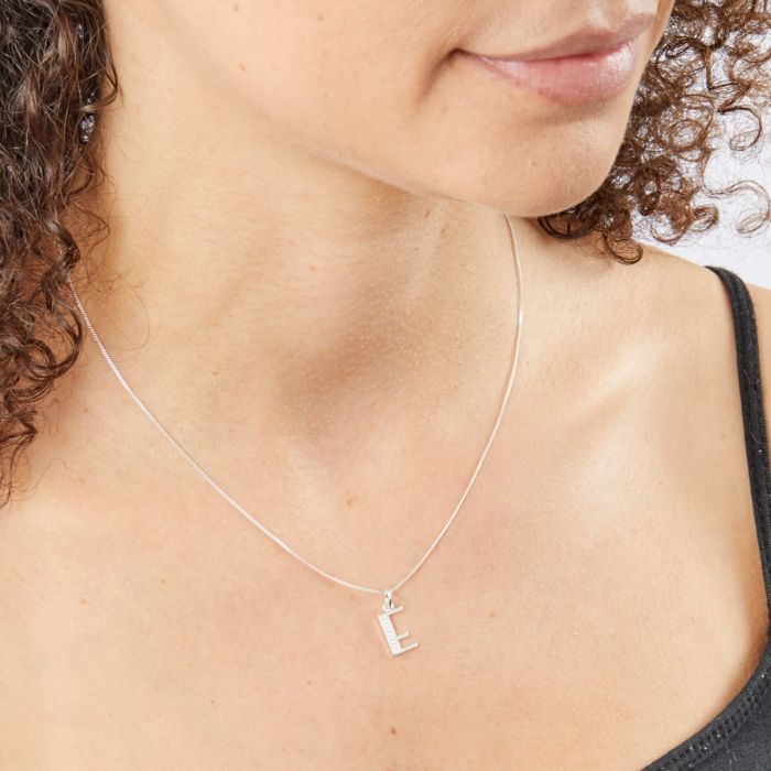Gecko Jewellery Sterling Silver Initial Pendant with Cubic Zirconia