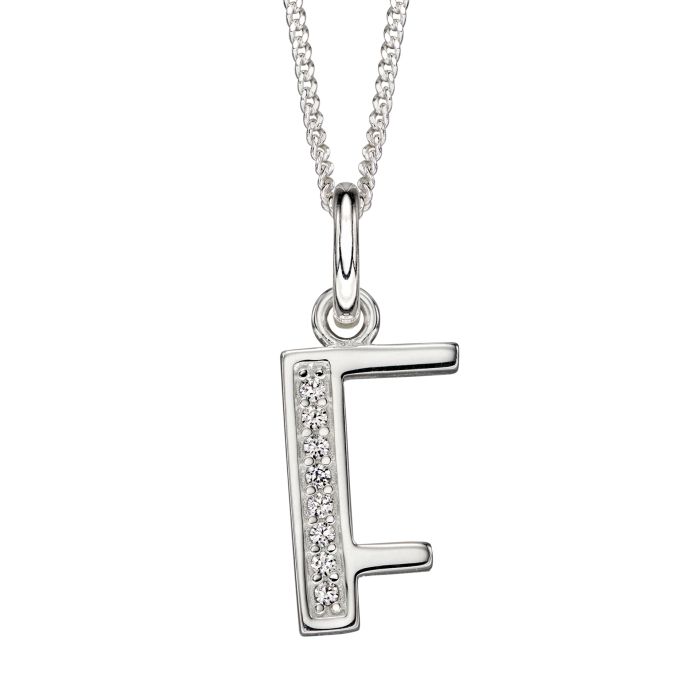 Gecko Jewellery Sterling Silver Initial Pendant with Cubic Zirconia