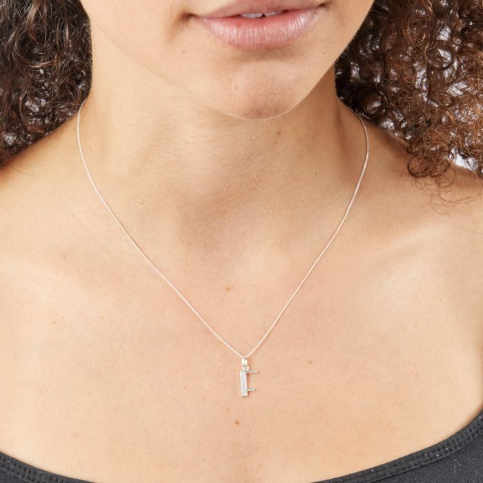 Gecko Jewellery Sterling Silver Initial Pendant with Cubic Zirconia