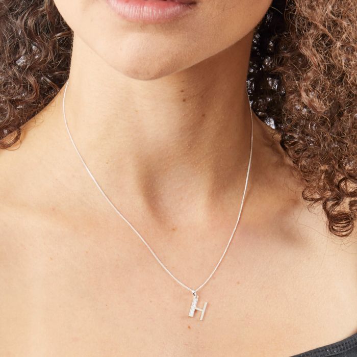 Gecko Jewellery Sterling Silver Initial Pendant with Cubic Zirconia