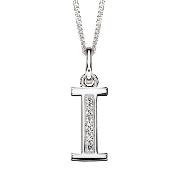 Gecko Jewellery Sterling Silver Initial Pendant with Cubic Zirconia
