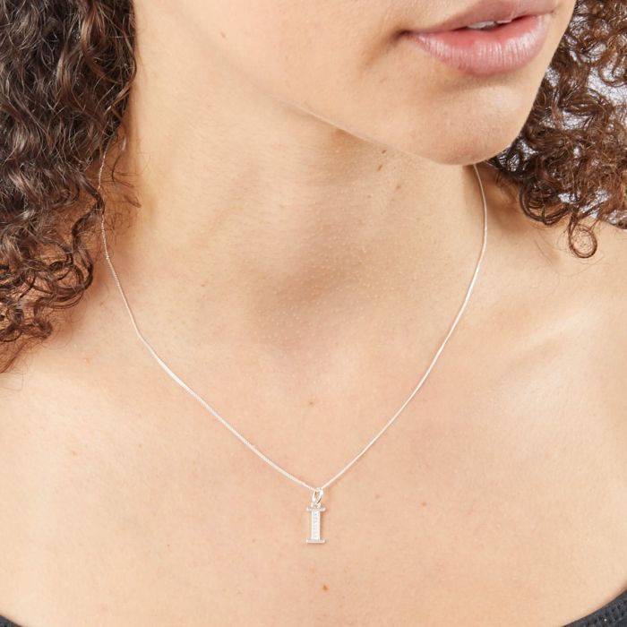 Gecko Jewellery Sterling Silver Initial Pendant with Cubic Zirconia