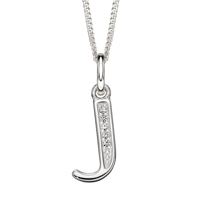 Gecko Jewellery Sterling Silver Initial Pendant with Cubic Zirconia