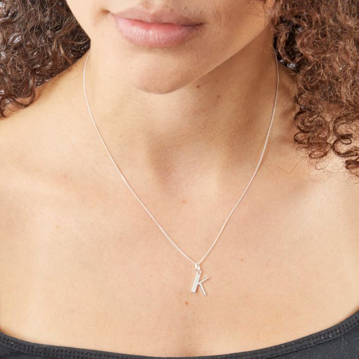 Gecko Jewellery Sterling Silver Initial Pendant with Cubic Zirconia