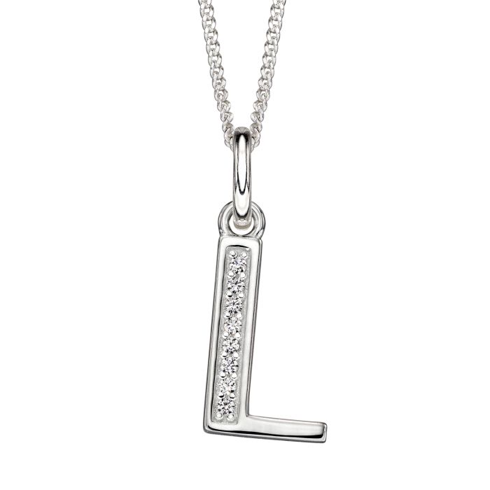 Gecko Jewellery Sterling Silver Initial Pendant with Cubic Zirconia
