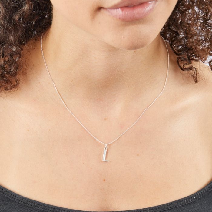 Gecko Jewellery Sterling Silver Initial Pendant with Cubic Zirconia