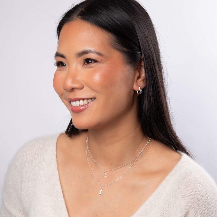 Gecko Jewellery Sterling Silver Initial Pendant with Cubic Zirconia
