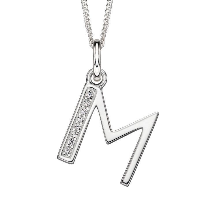 Gecko Jewellery Sterling Silver Initial Pendant with Cubic Zirconia
