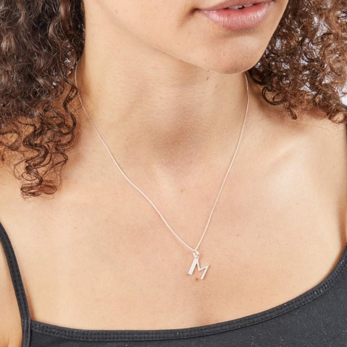 Gecko Jewellery Sterling Silver Initial Pendant with Cubic Zirconia