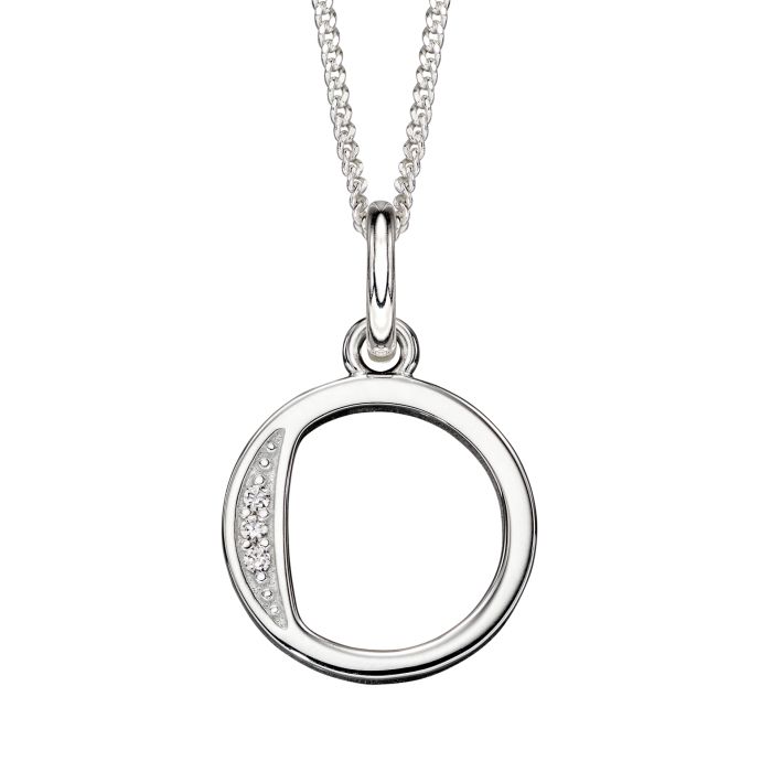 Gecko Jewellery Sterling Silver Initial Pendant with Cubic Zirconia