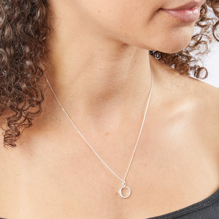 Gecko Jewellery Sterling Silver Initial Pendant with Cubic Zirconia