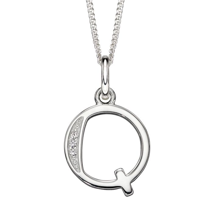 Gecko Jewellery Sterling Silver Initial Pendant with Cubic Zirconia