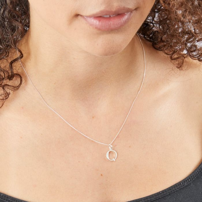 Gecko Jewellery Sterling Silver Initial Pendant with Cubic Zirconia