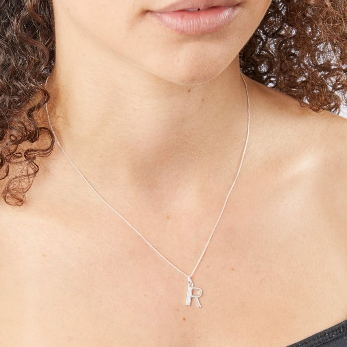 Gecko Jewellery Sterling Silver Initial Pendant with Cubic Zirconia