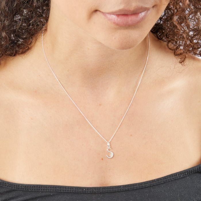 Gecko Jewellery Sterling Silver Initial Pendant with Cubic Zirconia