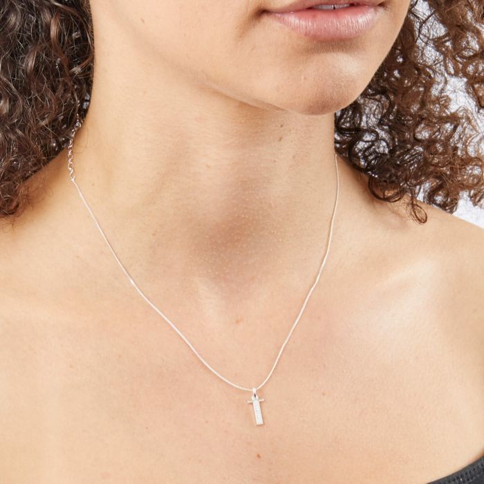 Gecko Jewellery Sterling Silver Initial Pendant with Cubic Zirconia