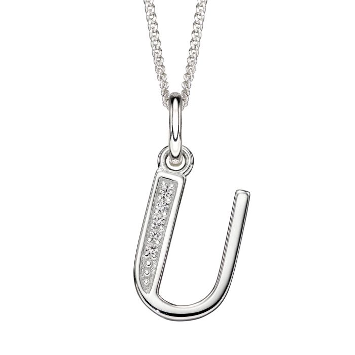 Gecko Jewellery Sterling Silver Initial Pendant with Cubic Zirconia