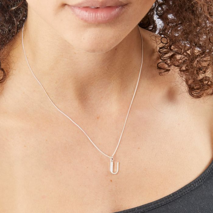 Gecko Jewellery Sterling Silver Initial Pendant with Cubic Zirconia