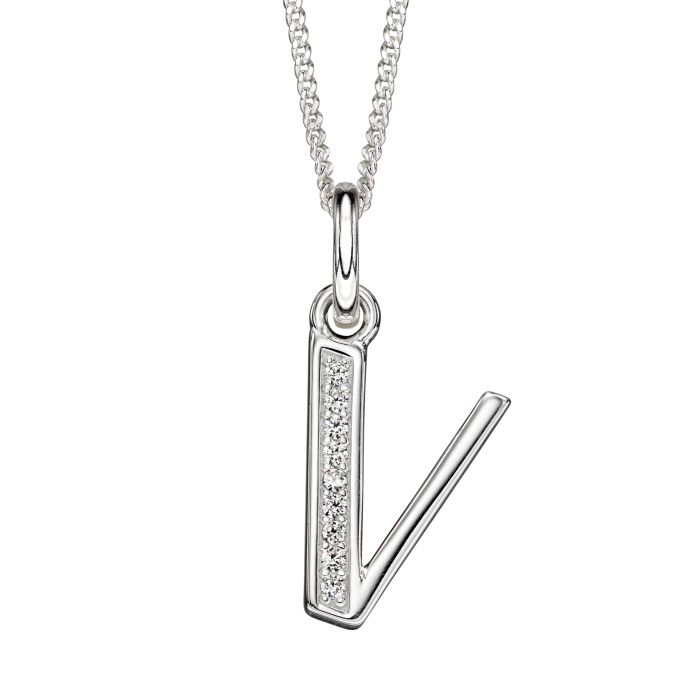 Gecko Jewellery Sterling Silver Initial Pendant with Cubic Zirconia