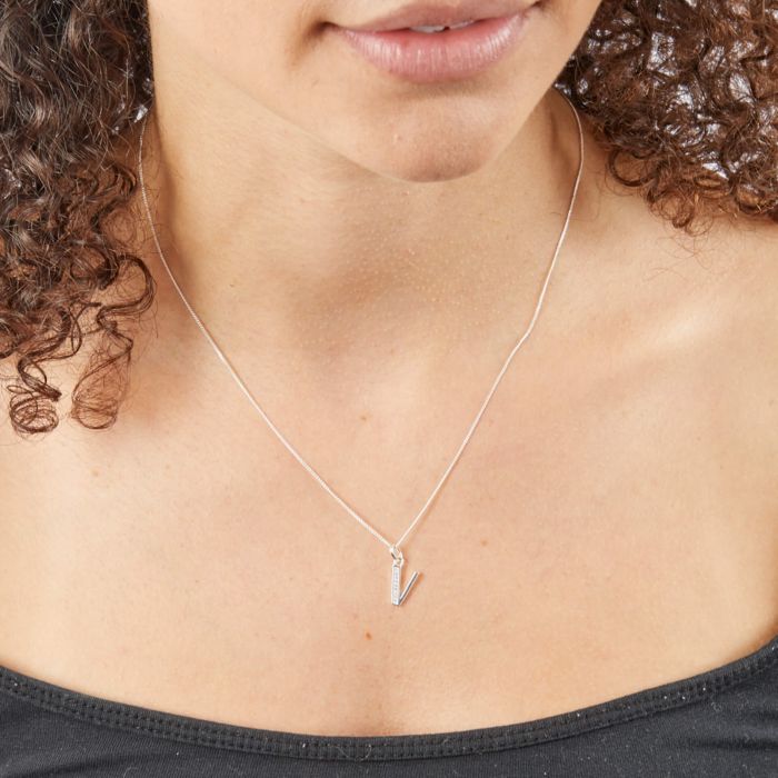 Gecko Jewellery Sterling Silver Initial Pendant with Cubic Zirconia