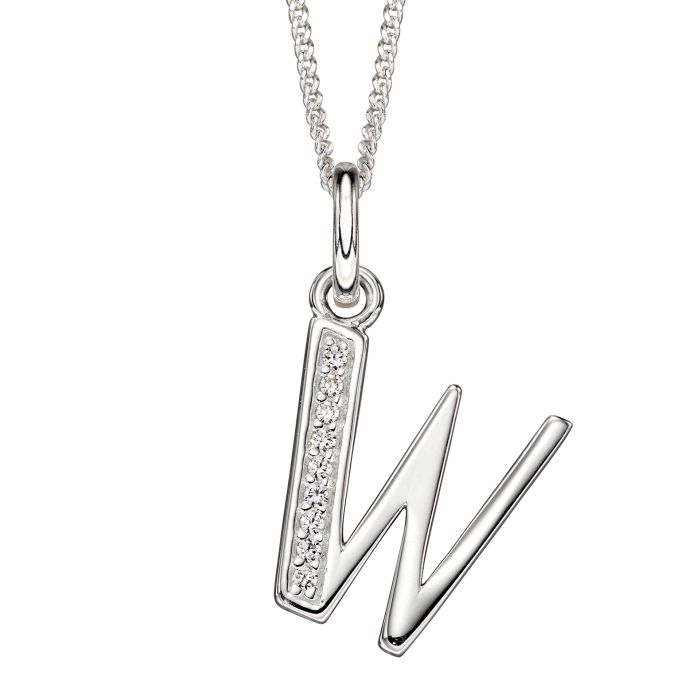 Gecko Jewellery Sterling Silver Initial Pendant with Cubic Zirconia