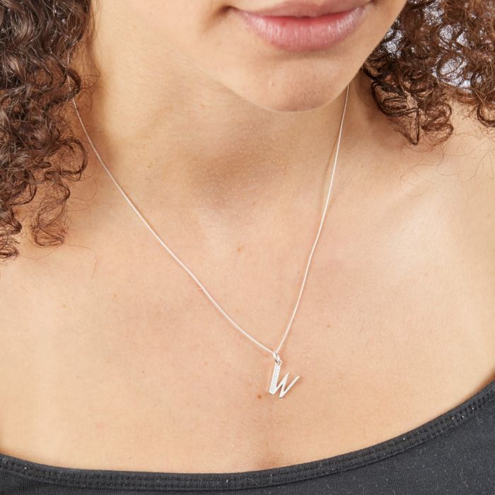 Gecko Jewellery Sterling Silver Initial Pendant with Cubic Zirconia