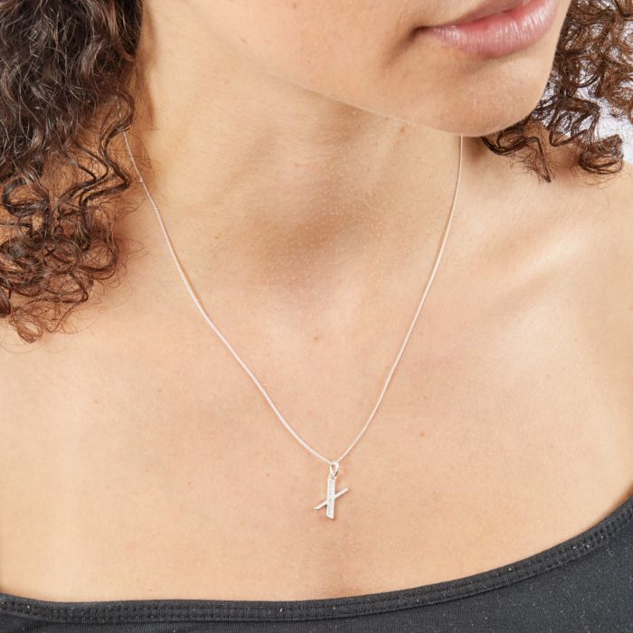 Gecko Jewellery Sterling Silver Initial Pendant with Cubic Zirconia