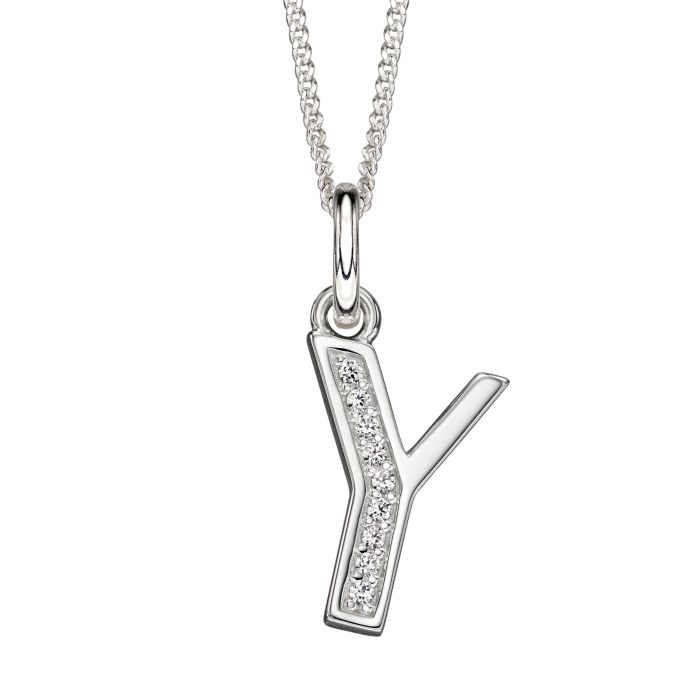 Gecko Jewellery Sterling Silver Initial Pendant with Cubic Zirconia