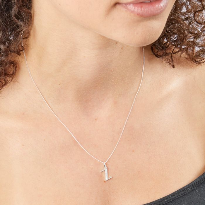 Gecko Jewellery Sterling Silver Initial Pendant with Cubic Zirconia