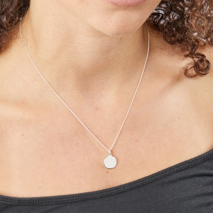 Gecko Jewellery 12mm Round Tag Pendant | Engravable Sterling Silver